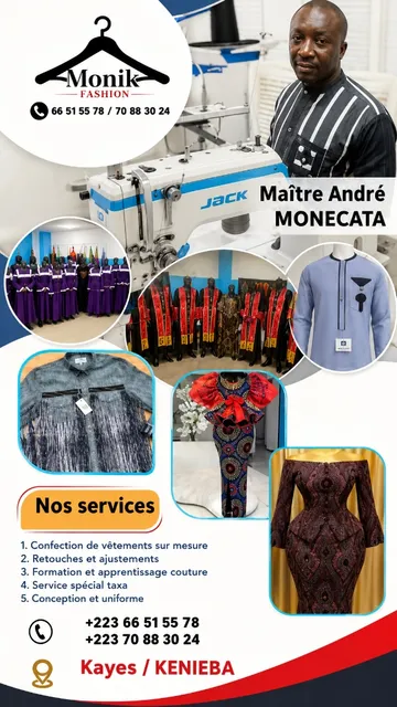 Affiche publicitaire des prestations de couture de Monik Fashion