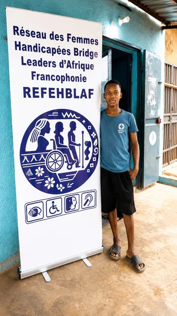 Roll-up publicitaire imprimé pour le Réseau des Femmes Handicapées Bridge Leaders d'Afrique Francophonie (REFEHBLAF)